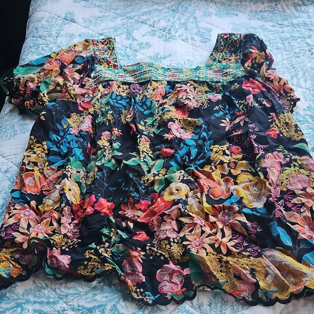 Johnny Was Multicolor Floral Embroidered Top - Picture 4 of 7